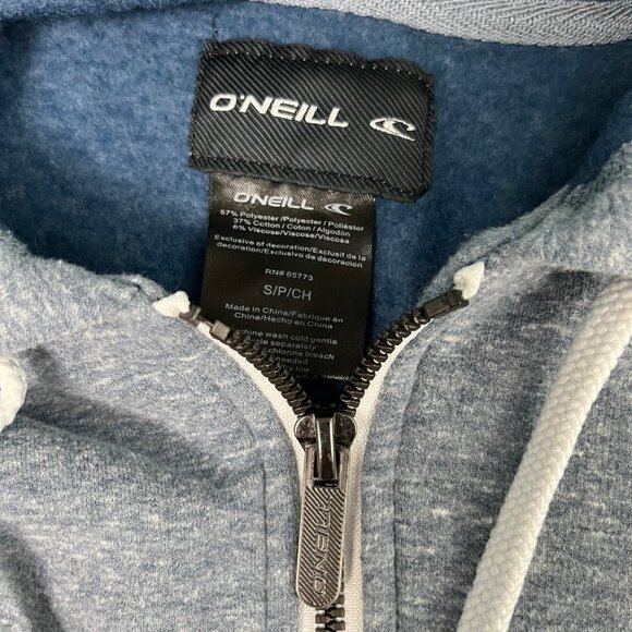O’Neill SMALL Womens Mens Long Sleeve Zip Hoodie Heather Blue - Picture 3 of 9